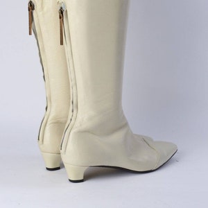 Vintage LOUIS VUITTON Off White Leather Knee High Boots Size 34.5 image 1