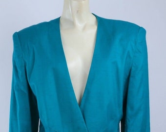 Vintage PAUL ALEXANDER Silk Fitted Peplum Single Button Blazer Size 10