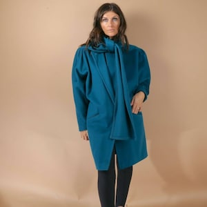 Vintage Emerald Green Bow Neckline Long Sleeve Knee Length Coat Unbranded Size L