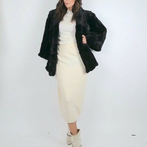 Vintage Black Sheared Beaver Silky Smooth Fur Short Coat Size S