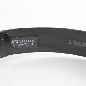 Vintage Brighton Black Leather Western Belt Silver-Gold Buckle Classic Size S zdjęcie 7