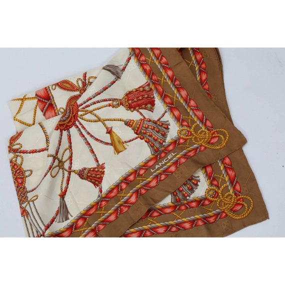 Vintage Unbranded Brown White Scarf Shawl - image 8