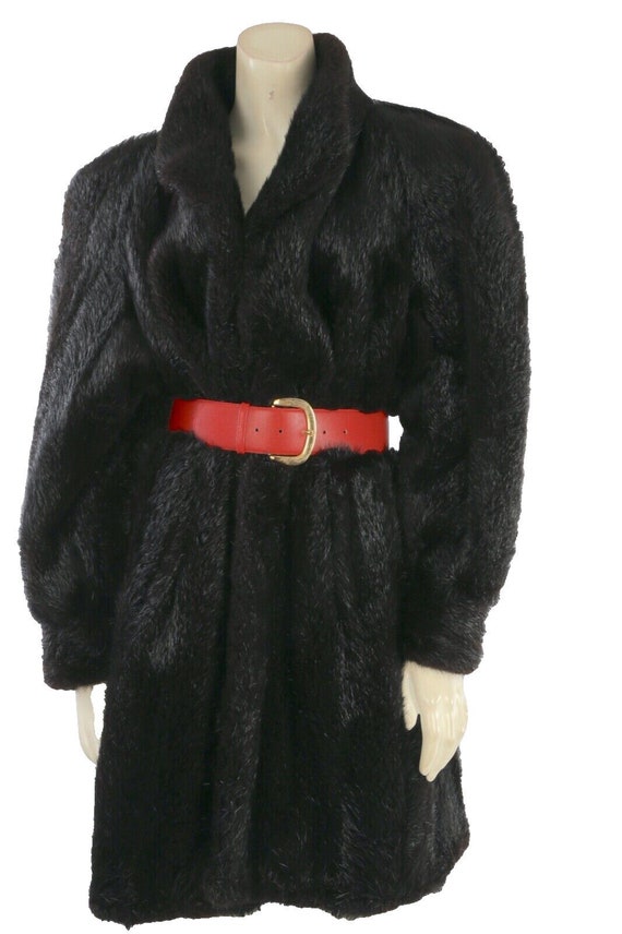 Vintage Dark Brown Male Mink Fur Long Winter Coat 