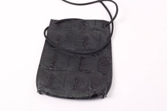 Vintage Black Croco Embossed Leather Mini Shoulde… - image 3