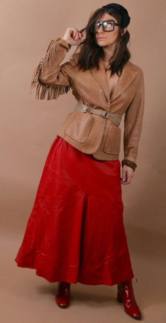 Vintage Rague Beige Leather Fringe Western Jacket… - image 3