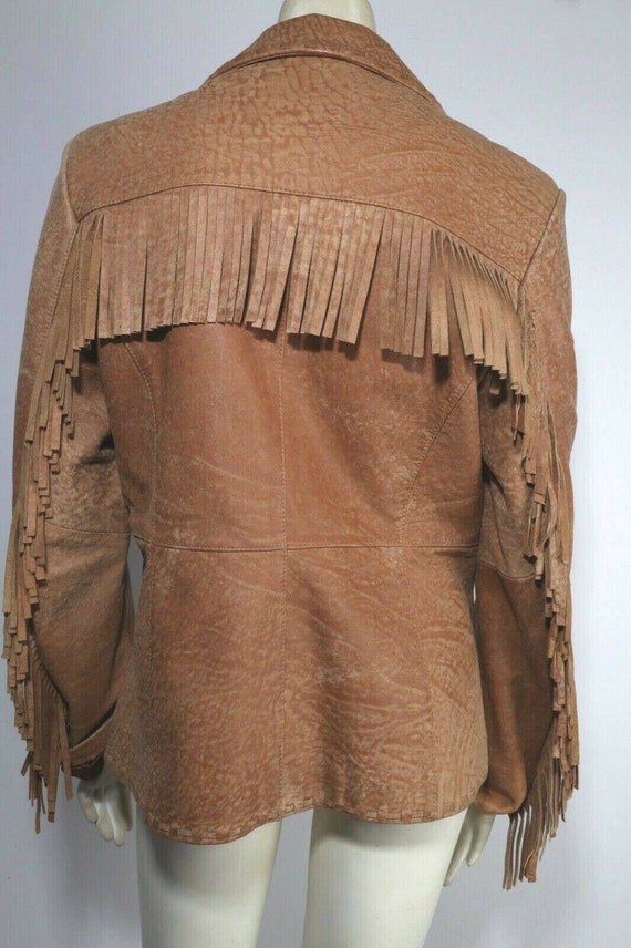 Vintage Rague Beige Leather Fringe Western Jacket… - image 9