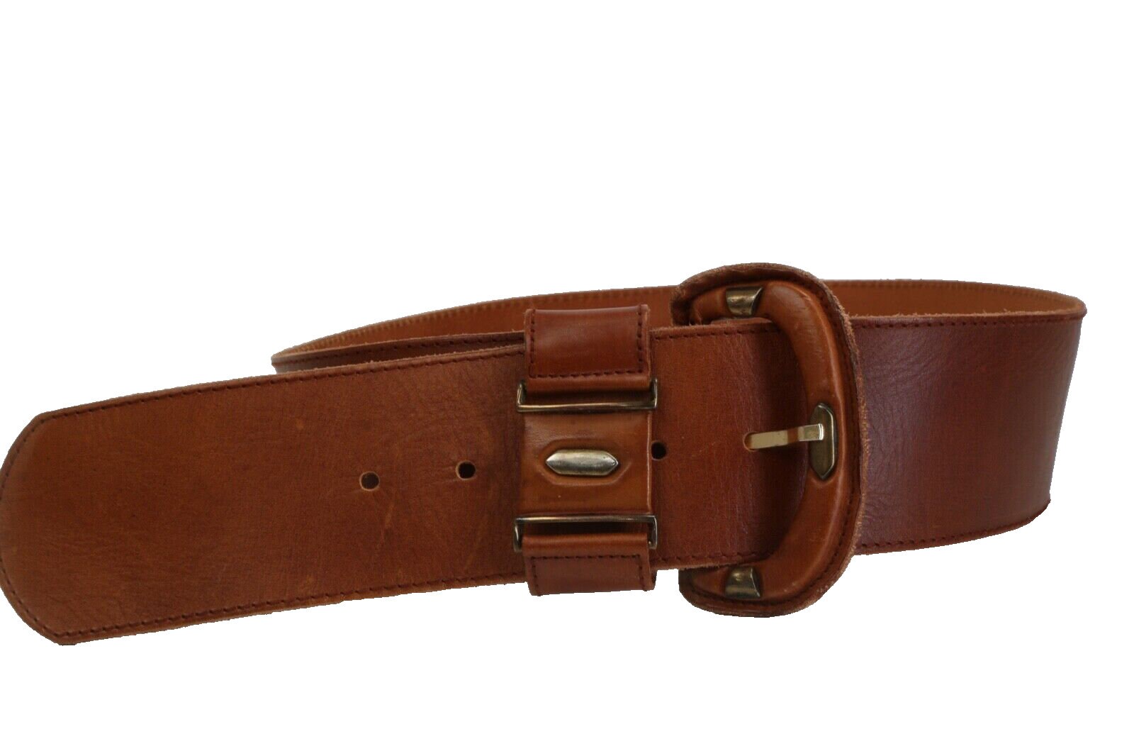 Vintage Leder Braun Germany Black Leather Belt – Genuine Echt Leder, Size 120 Wide Leather Black Croc Belt with Gold Buckle | BRAHMIN main image 3