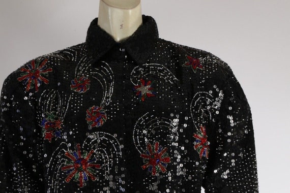 Vintage Just Fabulous NYC Black Silk Sequined Rar… - image 4