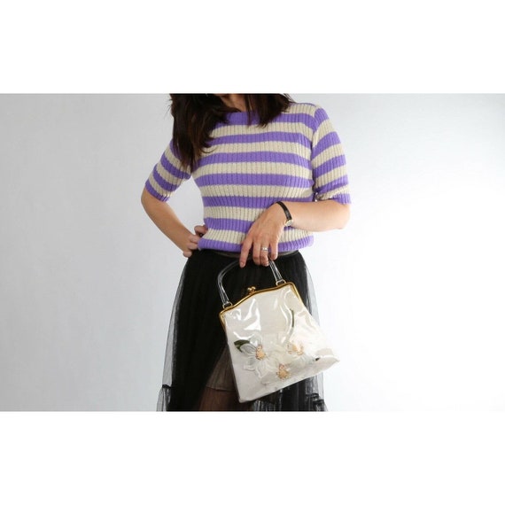 Vintage Helen Sue Purple Striped Knitted Short Sl… - image 3