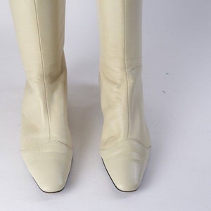 Vintage LOUIS VUITTON Off White Leather Knee High Boots Size 34.5 image 4