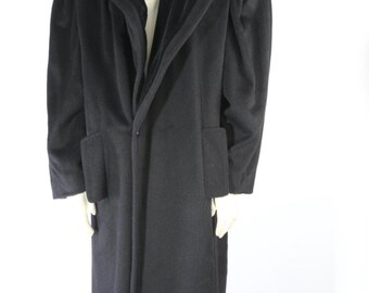 Klasyczny czarny wełniany płaszcz Jonathana Michaela, oversize'owy, długi płaszcz typu duffle, rozmiar L