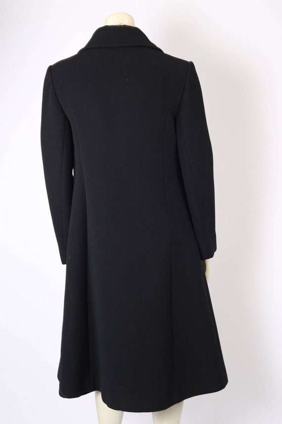 Vintage Black Wool Button Down Collared Midi Coat… - image 8