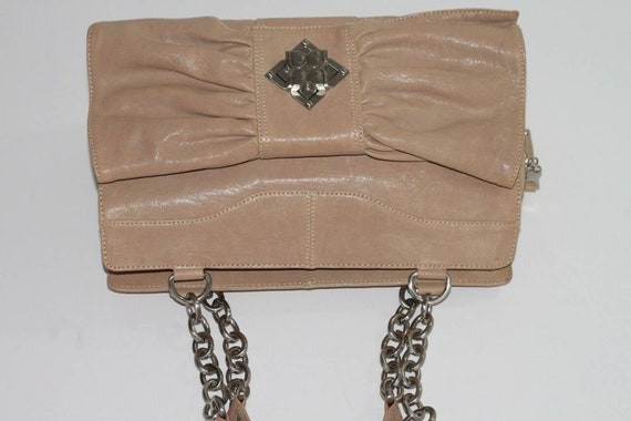 Vintage BCBG Max Azria Beige Leather Draped Chain… - image 10