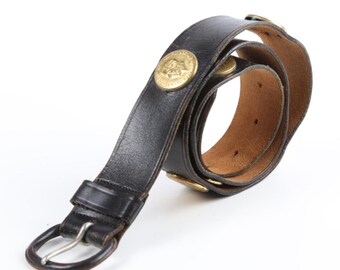 Ceinture Femme Vintage En Cuir Vicenza - Taille 28 - Noir - Occasion En Bon état
