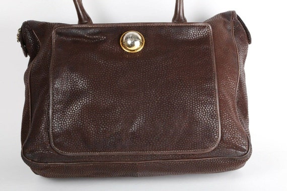 Vintage Gianfranco Ferre Brown Pebbled Leather To… - image 2