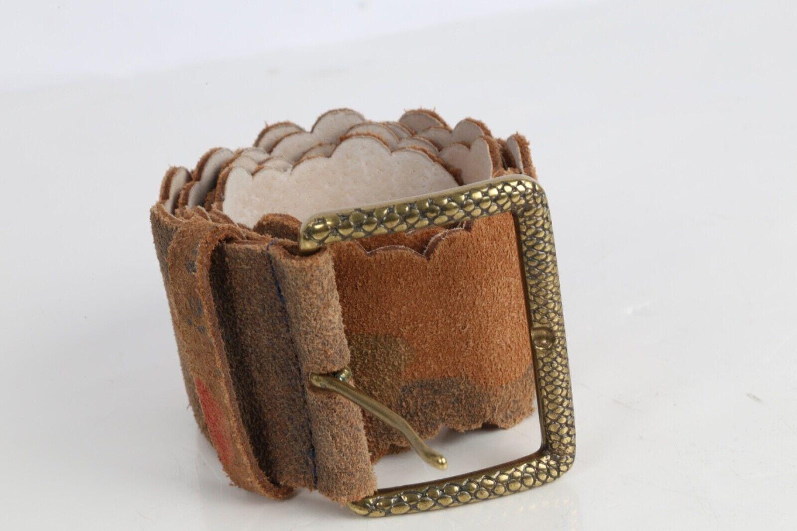 Vintage Olga Santini Brown Suede Laser Cut Trim Belt Size S  display picture 1
