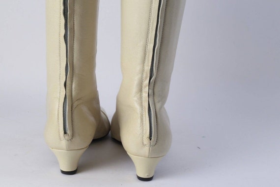 Vintage LOUIS VUITTON Off White Leather Knee High… - image 9