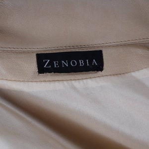 ZENOBIA Vintage Beige Soft Leather Drawstring Light Jacket Size 6 image 10