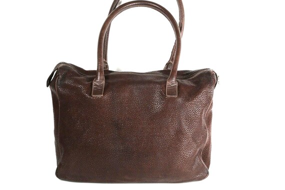 Vintage Gianfranco Ferre Brown Pebbled Leather To… - image 5