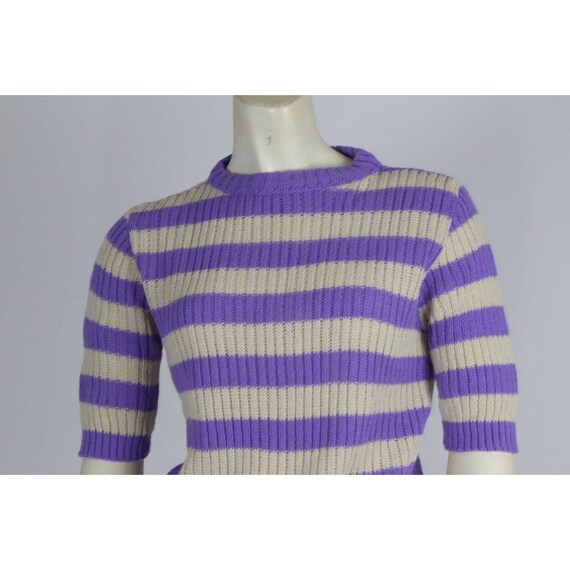 Vintage Helen Sue Purple Striped Knitted Short Sl… - image 4