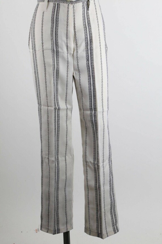 Vintage White Striped Linen Straight Leg Pants Siz