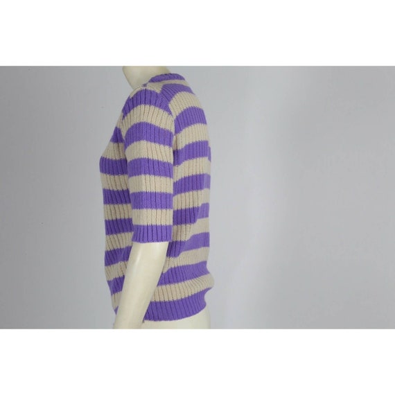 Vintage Helen Sue Purple Striped Knitted Short Sl… - image 5
