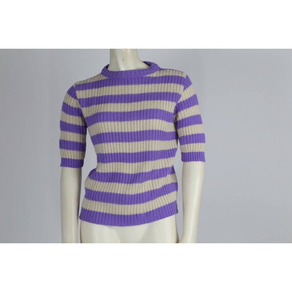 Vintage Helen Sue Purple Striped Knitted Short Sl… - image 2