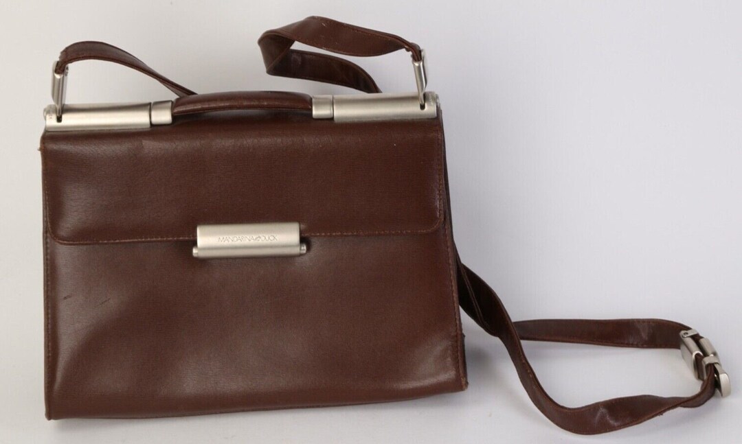 Sac à Main Vintage En Cuir MANDARINA DUCK - Couleur Kaki Foncé - Très Bon état