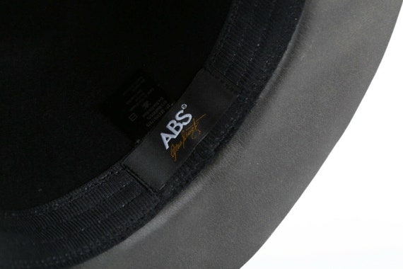 Vintage ABS Black Wool Faux Leather Fedora Hat On… - image 7