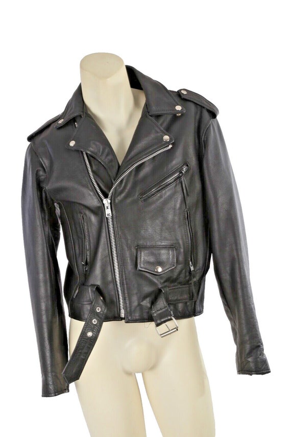 Vintage Interstate Black Leather Motorcycle Jacket