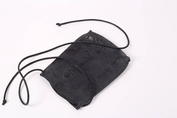 Vintage Black Croco Embossed Leather Mini Shoulde… - image 1