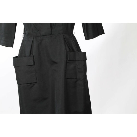 Vintage STEPHAN Ltd Black 3/4 Sleeve Pocket Midi … - image 7
