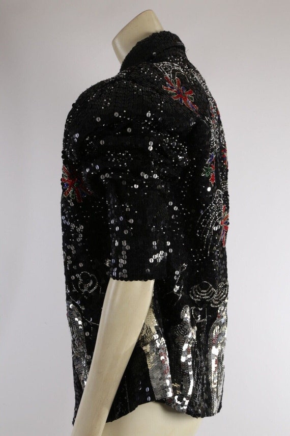 Vintage Just Fabulous NYC Black Silk Sequined Rar… - image 9