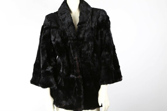 Vintage Black Sheared Beaver Silky Smooth Fur Sho… - image 3