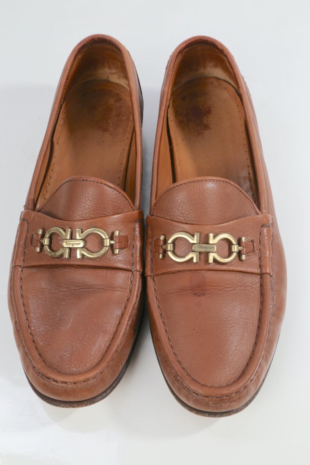 Vintage Salvatore Ferragamo Brown Leather Gancini Loafers  display picture 3