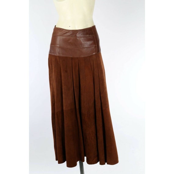 Vintage Liz Roberts Brown Leather Suede Pleated Mi