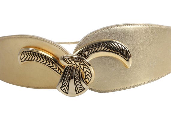 Vintage Gold Faux Leather Waist Belt Futuristic Size S - Etsy display picture 2