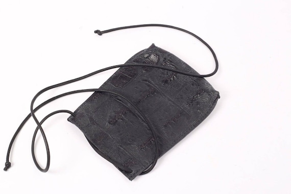 Vintage Black Croco Embossed Leather Mini Shoulde… - image 2