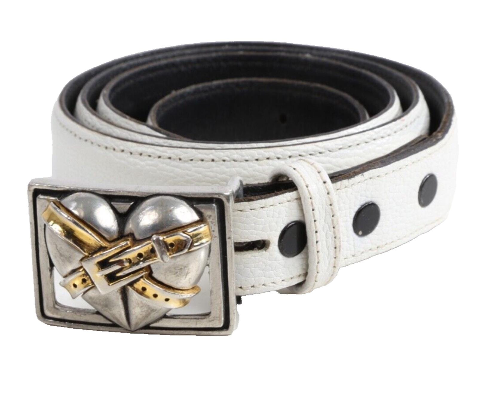 Oversized Vintage Vicenza Italian Calfskin Belt Black Silver Textured Buckle 38\