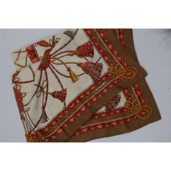 Vintage Unbranded Brown White Scarf Shawl - image 7