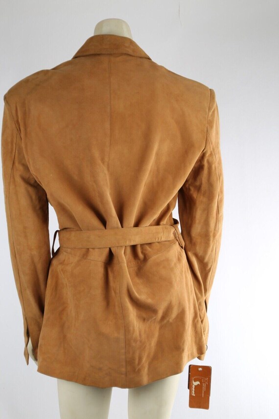 Vintage Beige Wildleder Gürtel Reißverschluss Jacke Größe 46 - Main Image