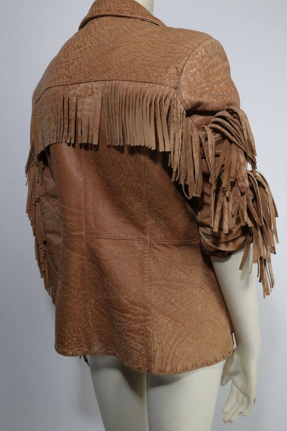 Vintage Rague Beige Leather Fringe Western Jacket… - image 8