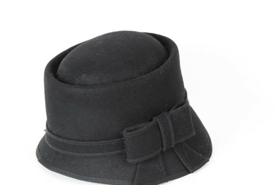 Vintage Scala Black Wool Round Elegant Hat One Size Vintage Hat Black Wool Hat Scala Pronto Label Sweet Little  main image 3