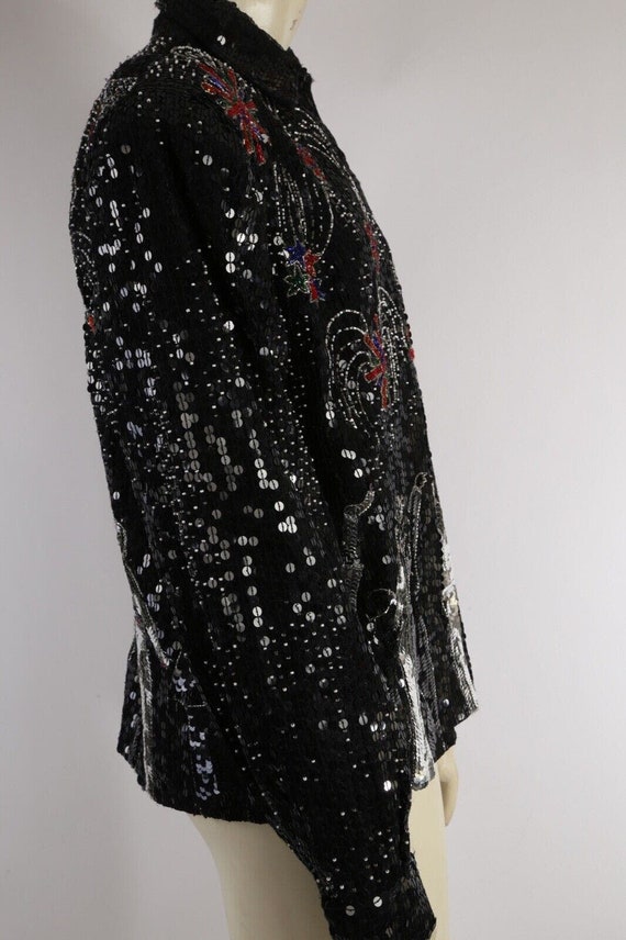 Vintage Just Fabulous NYC Black Silk Sequined Rar… - image 7