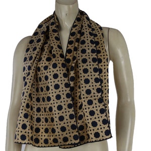 Vintage Echo Beige Black Polka Dot Wrap Scarf