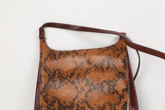 Vintage FOSSIL Brown Leather Snake Skin Pattern F… - image 4