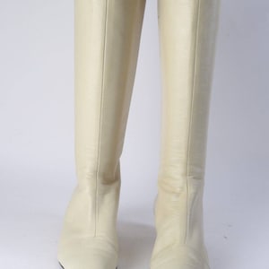 Vintage LOUIS VUITTON Off White Leather Knee High Boots Size 34.5 image 5