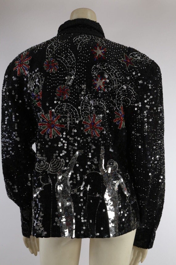 Vintage Just Fabulous NYC Black Silk Sequined Rar… - image 8