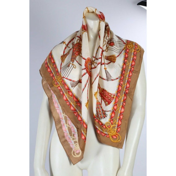 Vintage Unbranded Brown White Scarf Shawl - image 1