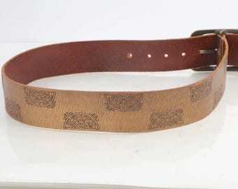 Vintage Linea Pelle Gold Leather Buckle Belt Size S - Etsy display picture 1